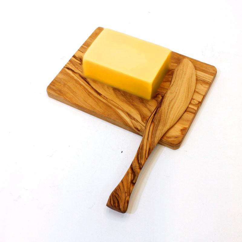Olive Wood Butter Support And Knife