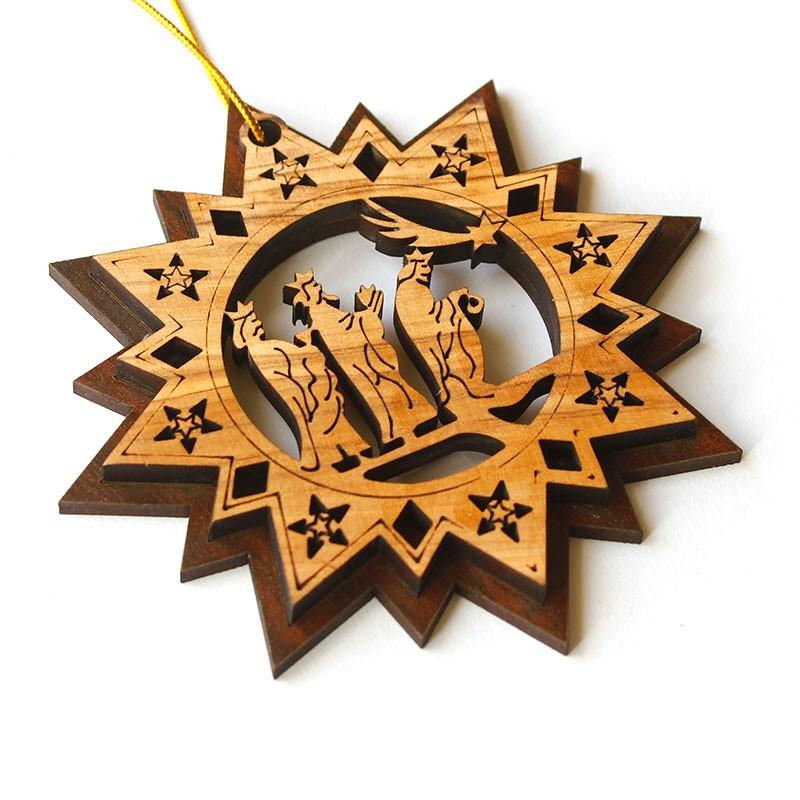 Christmas Decoration With Three Wise Men On Olive Wood From Bethlehem
