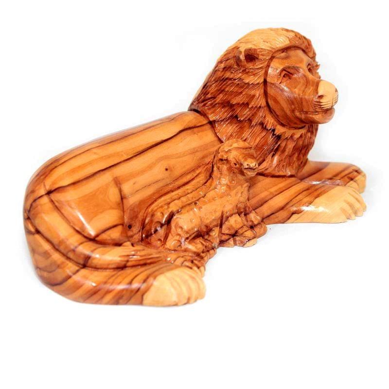The Lion And The Lamb Olive Wood Carving From The Holy Land
