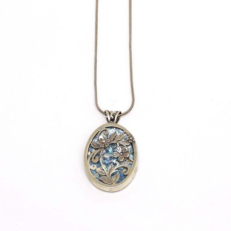 Roman Glass- Jesus Period- and Sterling Silver Pendant