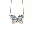 Sterling Silver Butterfly Pendant With Roman Glass From Israel