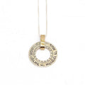 Shema Israel Gold And Silver Biblical Circular Pendant From Jerusalem With Hebrew Inscriptions - 18”/ 45 cm