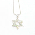 Star Of David In Sterling Silver and White Opal Pendant