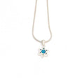 Sterling Silver Pendant Of Star Of David With Blue 0pal