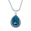 Tear Drop Eilat Stone Silver Pendant With Marcasite Stones
