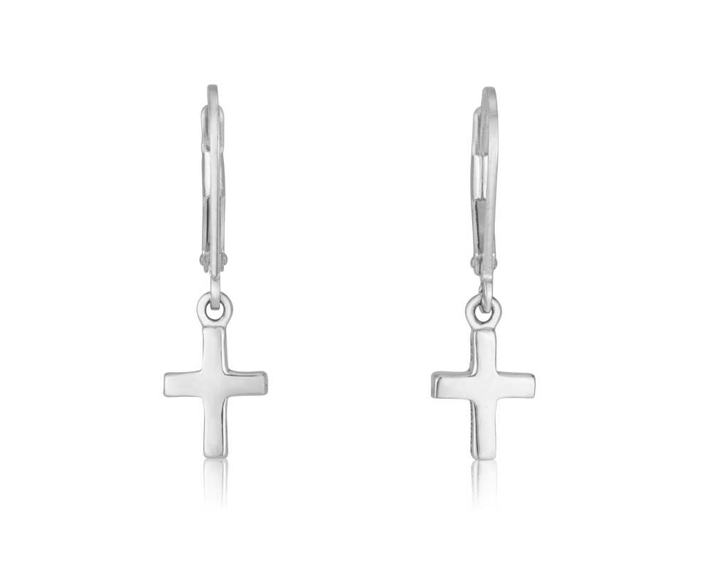 Sterling Silver Cross Drop Earrings | Elegant Christian Faith Jewelry from the Holy Land
