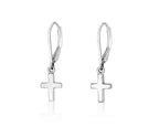 Sterling Silver Cross Drop Earrings | Elegant Christian Faith Jewelry from the Holy Land