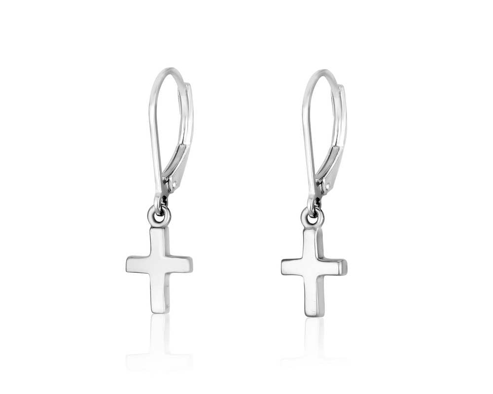 Sterling Silver Cross Drop Earrings | Elegant Christian Faith Jewelry from the Holy Land