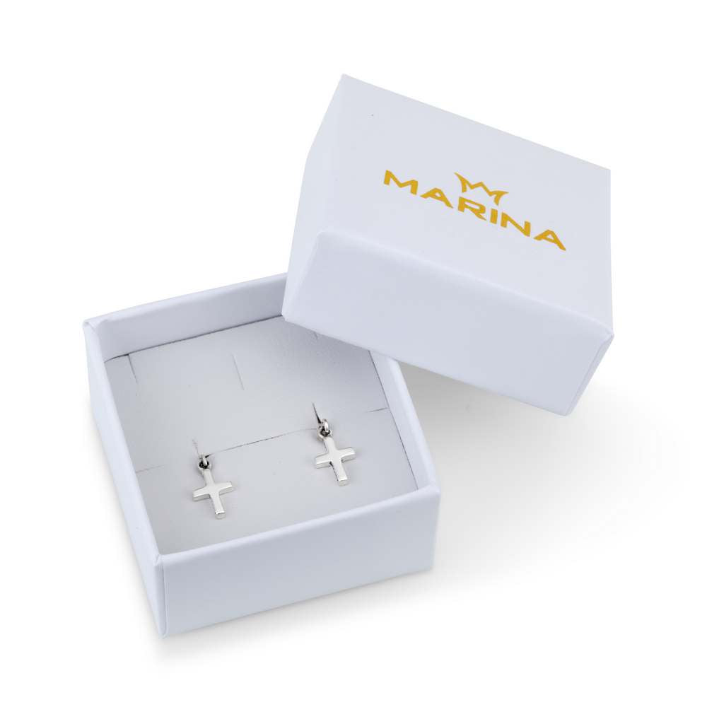 Sterling Silver Cross Drop Earrings | Elegant Christian Faith Jewelry from the Holy Land