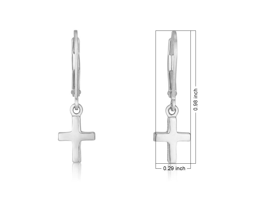 Sterling Silver Cross Drop Earrings | Elegant Christian Faith Jewelry from the Holy Land