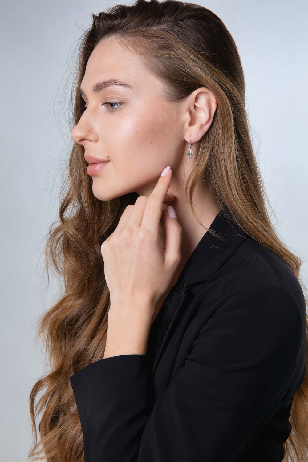 Sterling Silver Cross Drop Earrings | Elegant Christian Faith Jewelry from the Holy Land