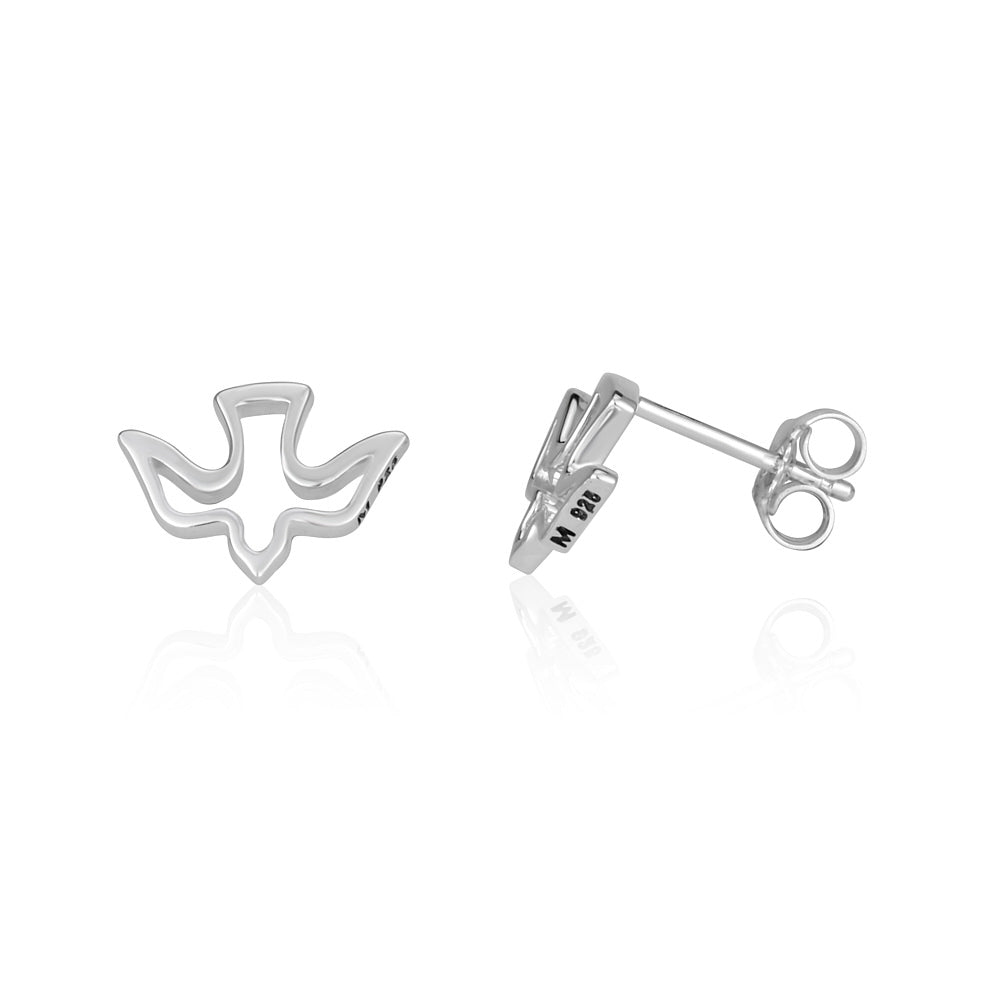 Sterling Silver Holy Spirit Dove Stud Earrings | Elegant Christian Faith Jewelry from the Holy Land