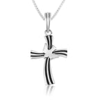 Sterling Silver Modern Twisted Cross Pendant Necklace – Contemporary Christian Faith Jewelry from the Holy Land