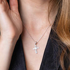 Sterling Silver Modern Twisted Cross Pendant Necklace – Contemporary Christian Faith Jewelry from the Holy Land
