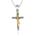 Sterling Silver & Gold Crucifix Pendant Necklace with INRI – Detailed Corpus Christian Jewelry from the Holy Land