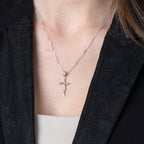Sterling Silver & Gold Crucifix Pendant Necklace with INRI – Detailed Corpus Christian Jewelry from the Holy Land