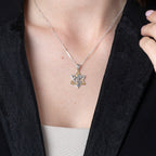Sterling Silver & Gold Star of David with Cross Pendant Necklace – Messianic Faith Jewelry from the Holy Land