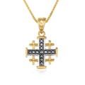 Jerusalem Cross Sterling Silver & Gold Jerusalem Cross Pendant Necklace – Two-Tone Christian Faith Jewelry from the Holy Land