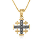 Jerusalem Cross Sterling Silver & Gold Jerusalem Cross Pendant Necklace – Two-Tone Christian Faith Jewelry from the Holy Land