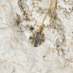 Jerusalem Cross Sterling Silver & Gold Jerusalem Cross Pendant Necklace – Two-Tone Christian Faith Jewelry from the Holy Land
