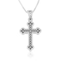 Sterling Silver Ornate Cross Pendant Necklace – Elegant Christian Faith Jewelry from the Holy Land