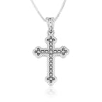 Sterling Silver Ornate Cross Pendant Necklace – Elegant Christian Faith Jewelry from the Holy Land