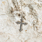 Sterling Silver Ornate Cross Pendant Necklace – Elegant Christian Faith Jewelry from the Holy Land
