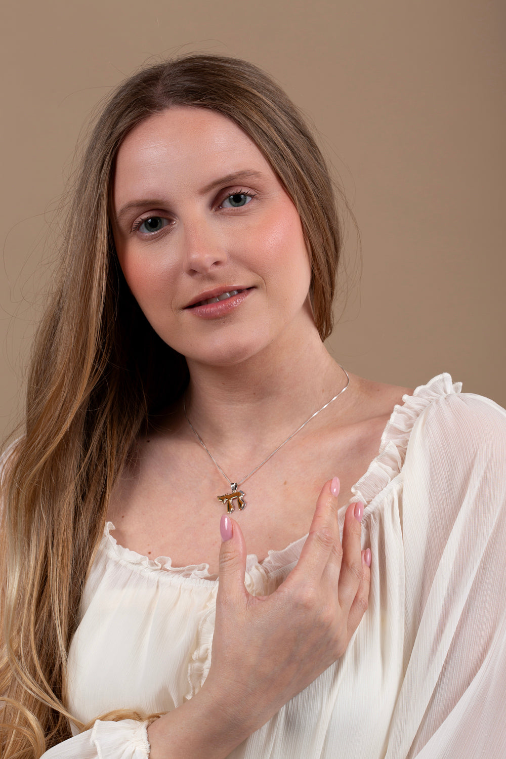 Sterling Silver & Gold Chai Pendant Necklace – Symbol of Life from the Holy Land