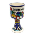 Hand Painted Armenian Ceramics Wine Glass With Jerusalem Scene
