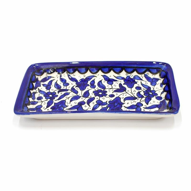 Hand Painted Blue Flowers Hand Made Armenian Ceramic  Dish