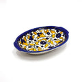 Armenian Ceramic Oval Dish Yellow And Blue Flowers