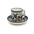 Hand painted Floral Design Armenian Ceramic Espresso Cup and Saucer
