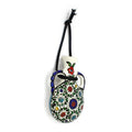 Floral Design Hand Painted Ceramic Pilgrim’s Wall Flask From Israel