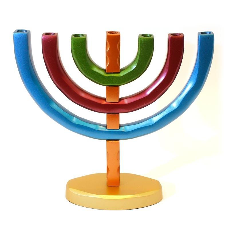 Colorful Menorah From Anodised Aluminium By Emanuel