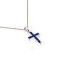 Blue Cubic Zirconia Cross In Sterling Silver