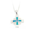 Sterling Silver Cross Pendant with Opal Stone