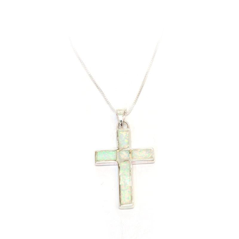 Sterling Silver Cross with Opal