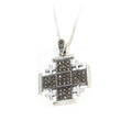 Unique Jerusalem Cross With Marcasite And Sterling Silver