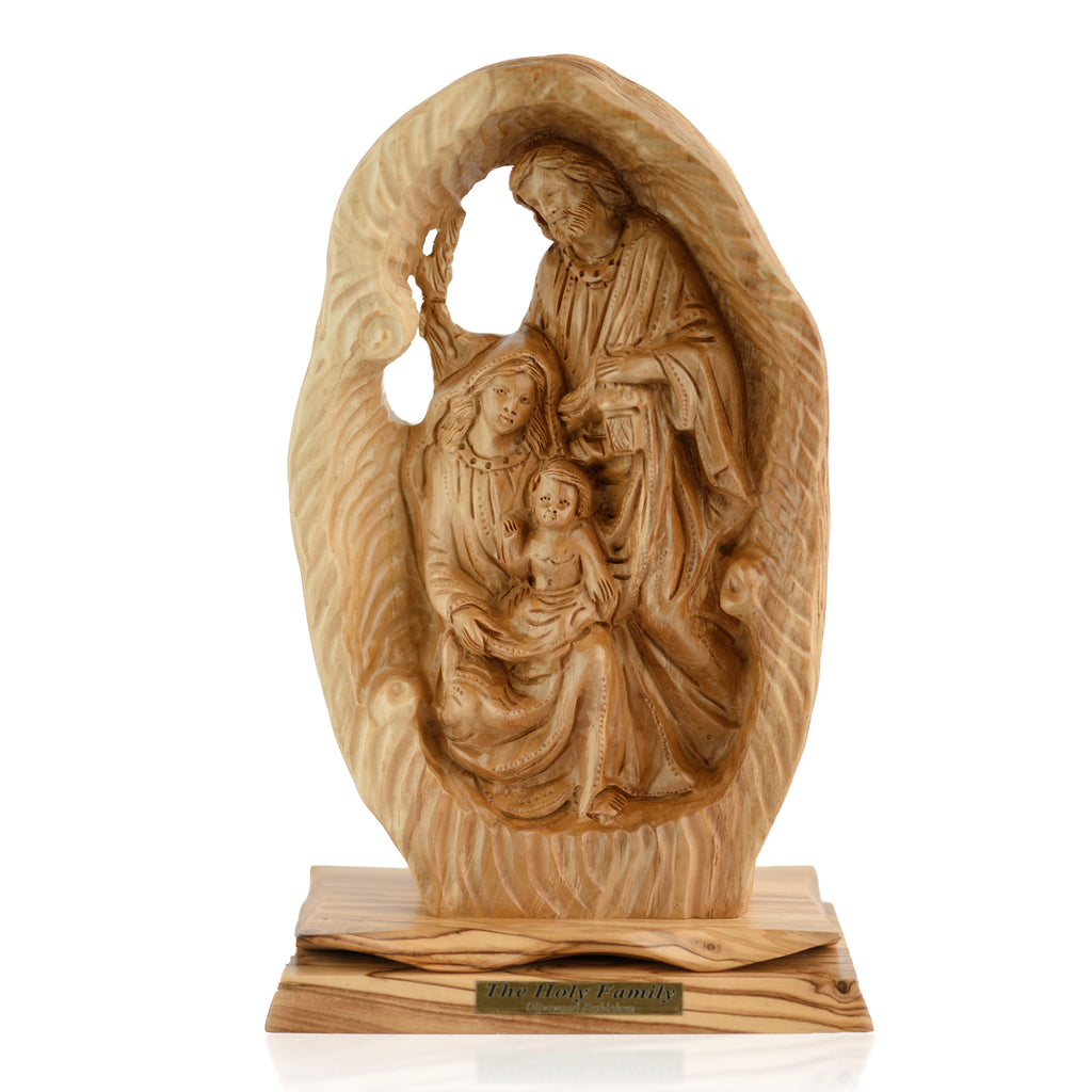 Holy Family Sculpture Made from Olive Wood