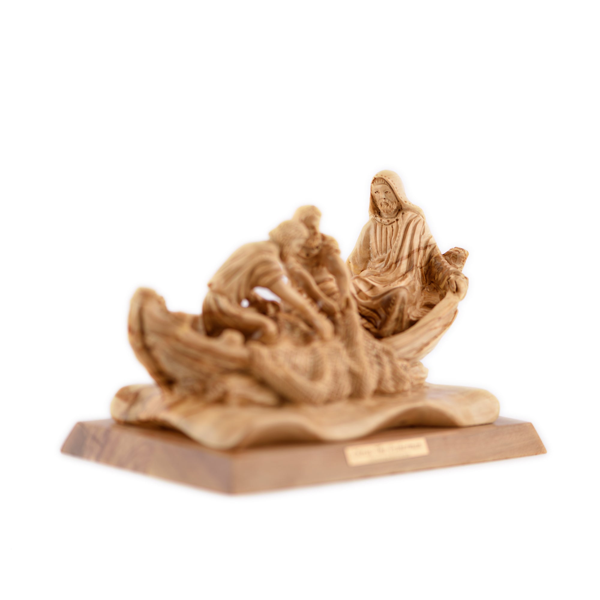 Miraculous Catch of Fish Sculpture Made from Olive Wood