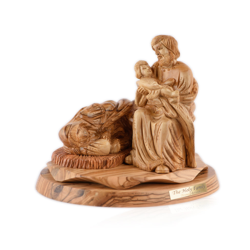 Holy Family Sculpture Made from Olive Wood