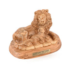 Lion with the Lamb Sculpture Made from Olive Wood
