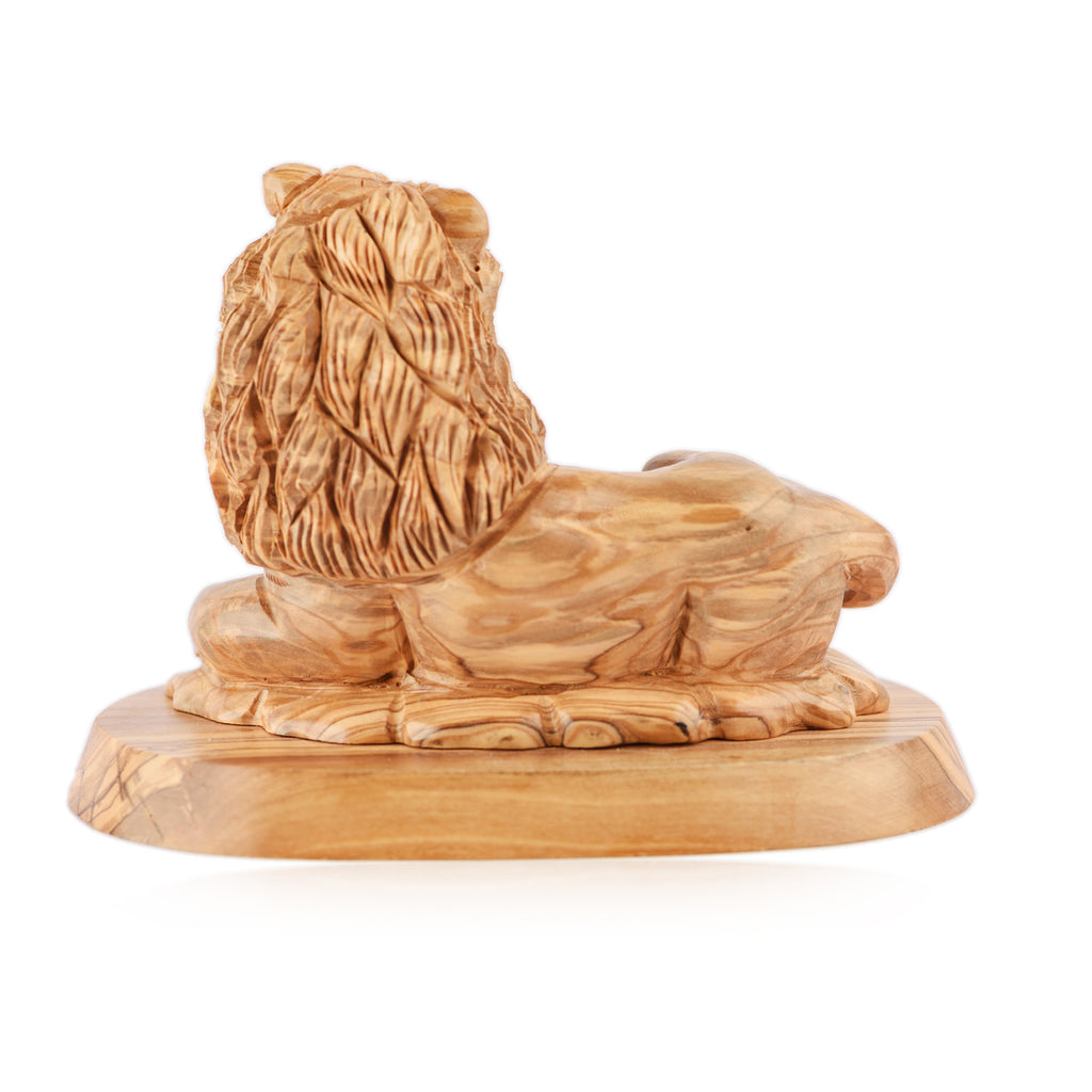 Lion with the Lamb Sculpture Made from Olive Wood