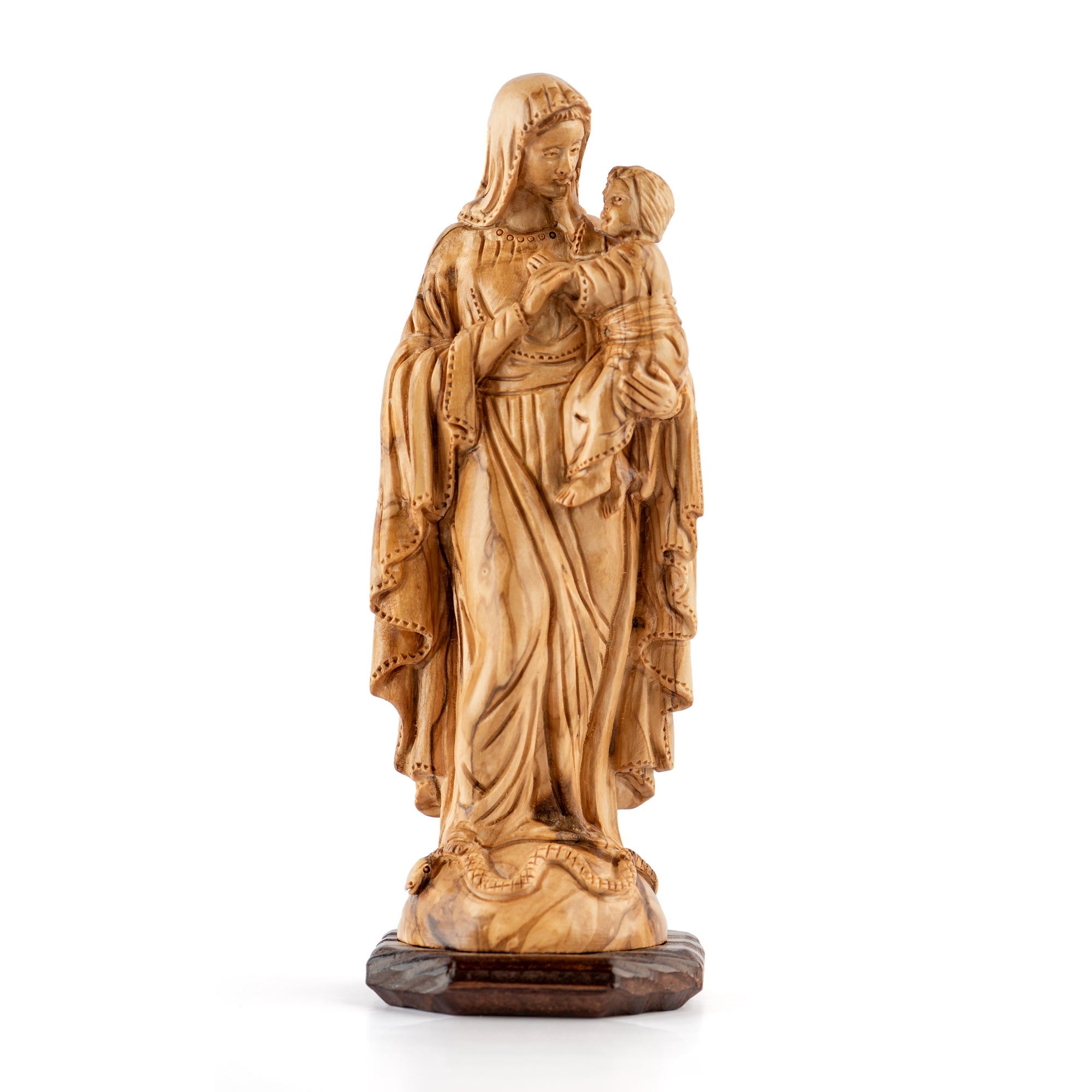 Virgin Mary with Child Sculpture Made from Olive Wood (The Holy Family)