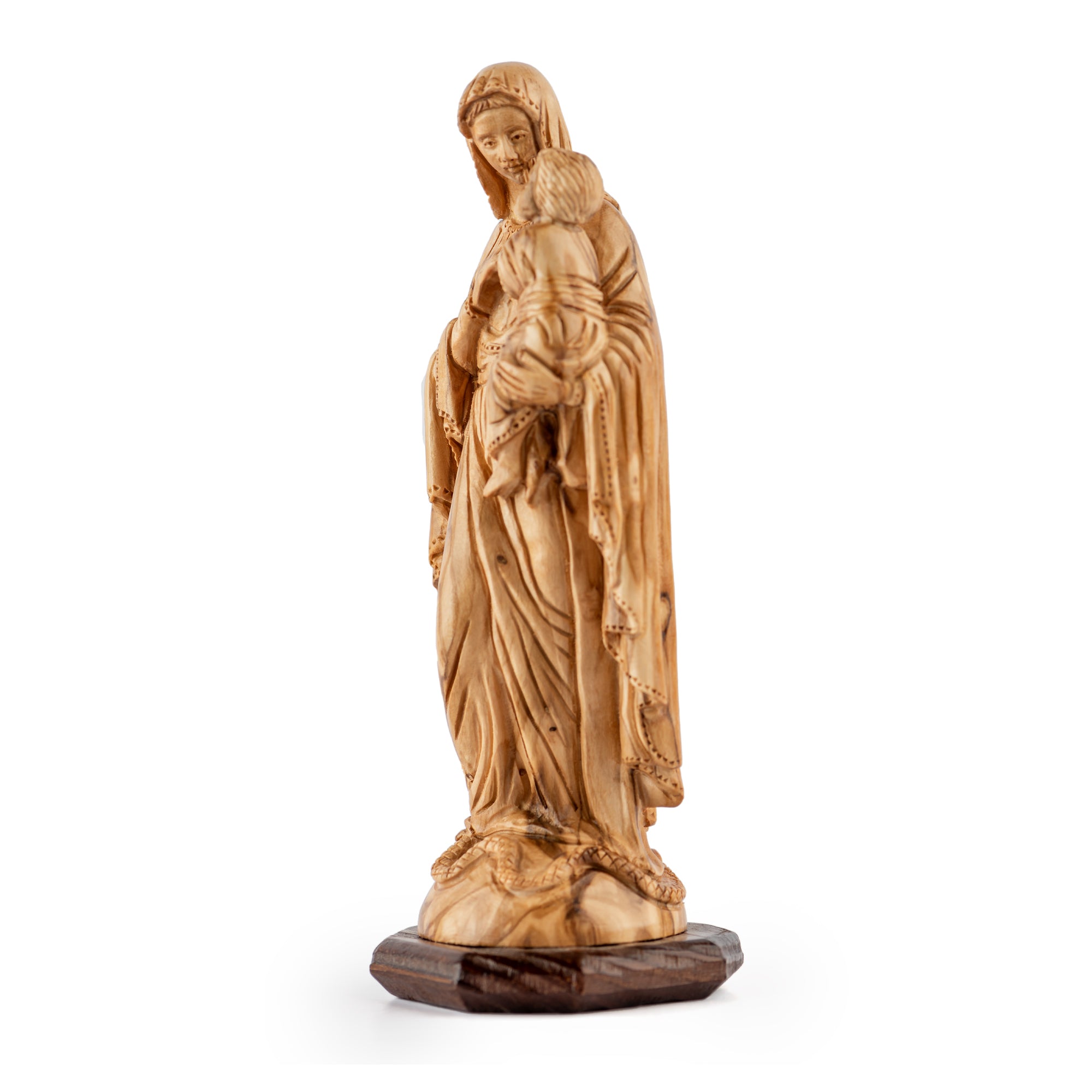 Virgin Mary with Child Sculpture Made from Olive Wood (The Holy Family)