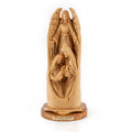 Angel with Holy Family Sculpture Made from Olive Wood