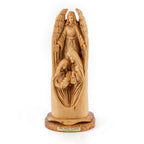 Angel with Holy Family Sculpture Made from Olive Wood