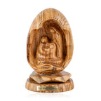 Holy Family Egg Sculpture Made from Olive Wood