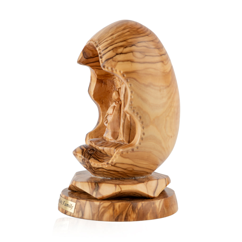 Holy Family Egg Sculpture Made from Olive Wood