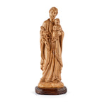 St. Joseph with Child Jesus Sculpture Made from Olive Wood